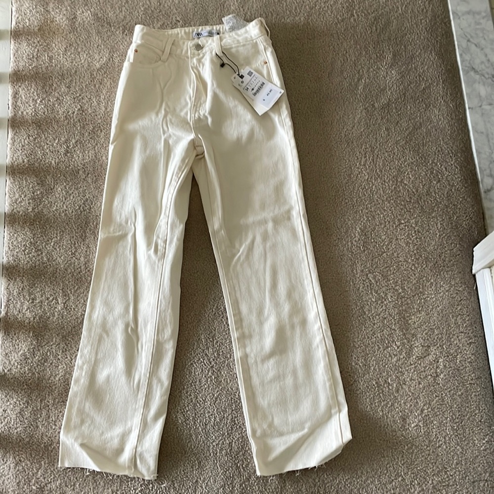 Zara full length white jeans